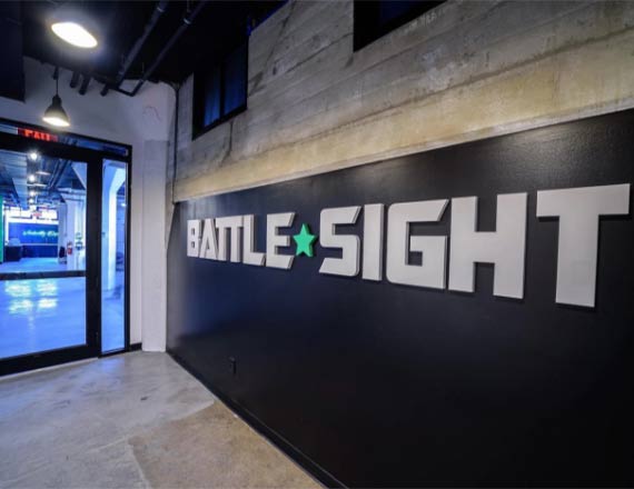 Battle Sight logo at company entrance
